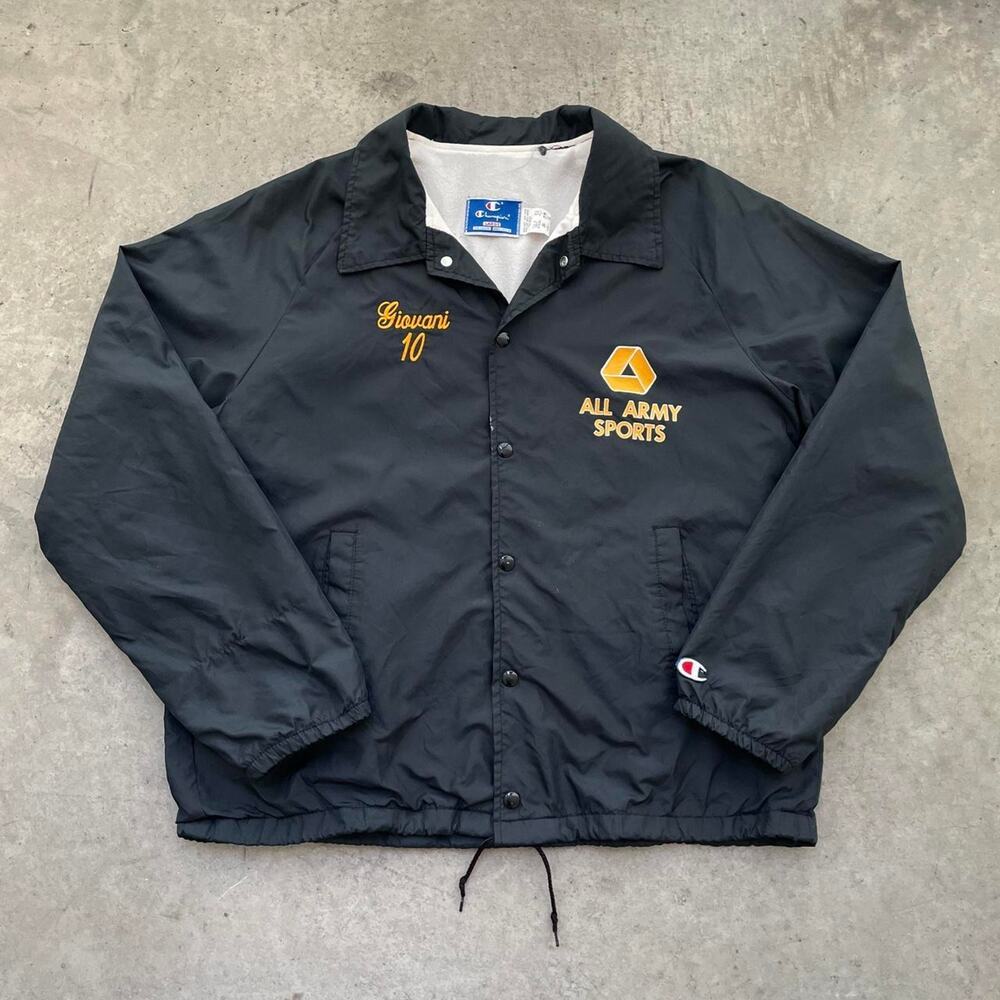Vintage Champion All Army Sports Black Coach’s Windbreaker Jacket